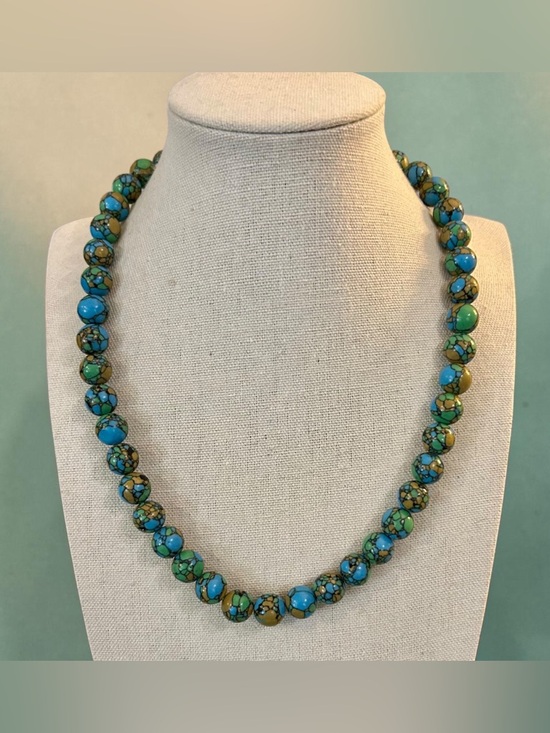 Jewelry - Sea Sediment Jasper Round Beaded Necklace w/Sterling Clasp
